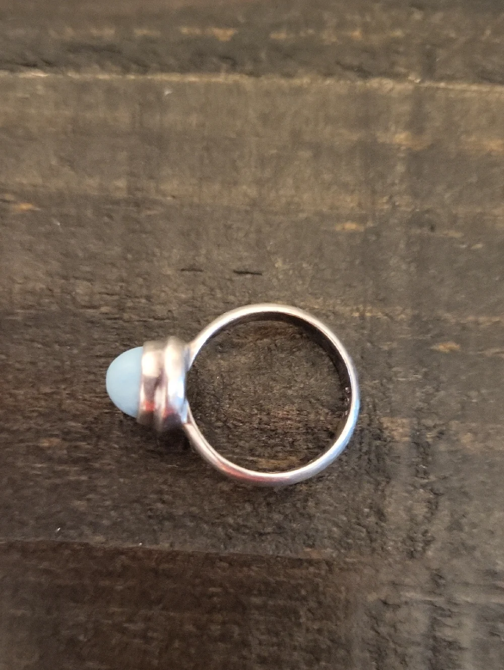 Sterling Silver Larimar Cabochon Blue Stone Ring